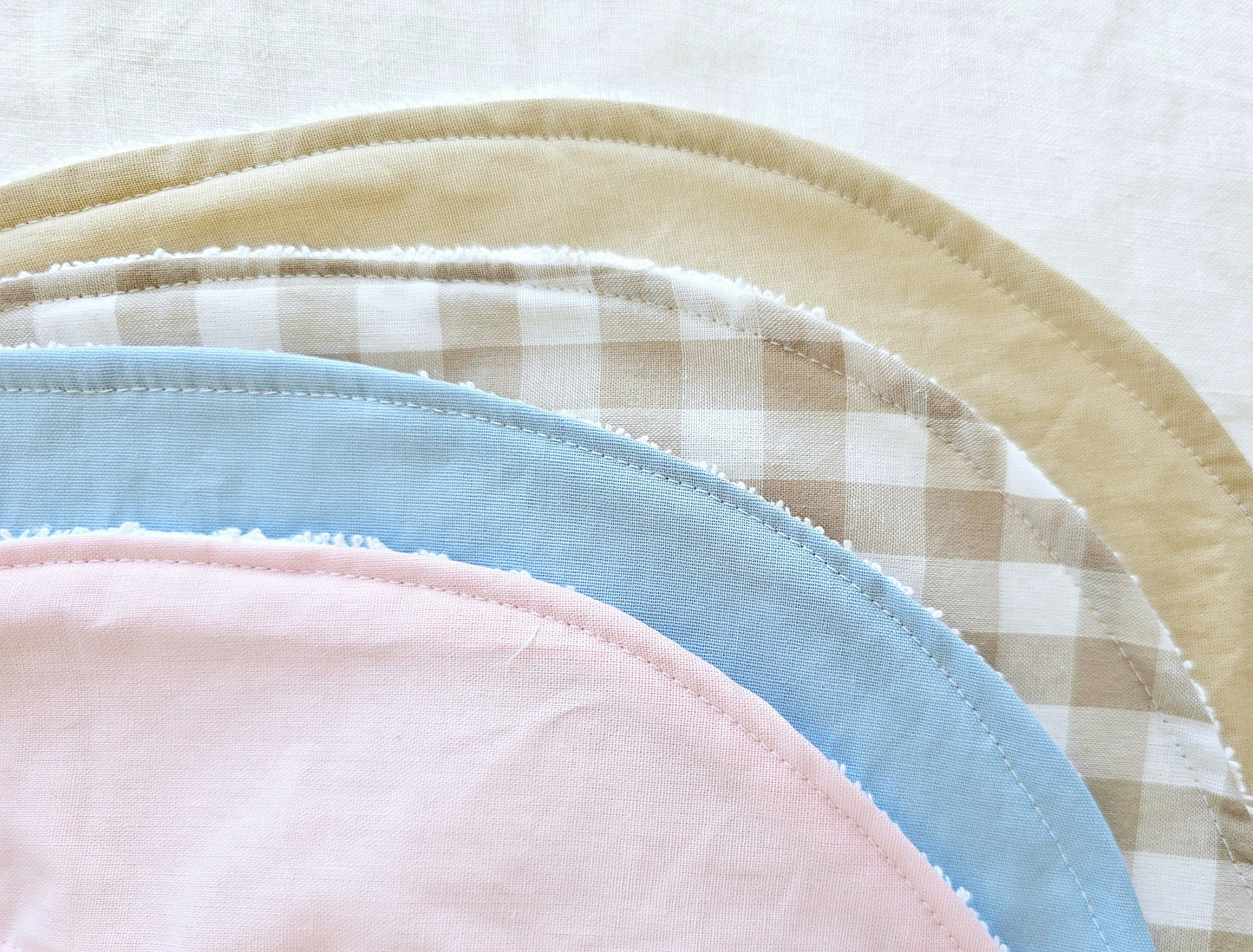 Beige Gingham Dribble Bib