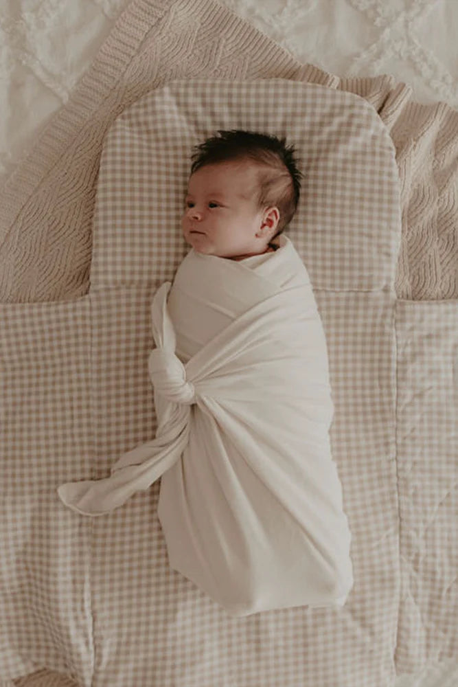 Bundl Wool Wrap - Beige Gingham