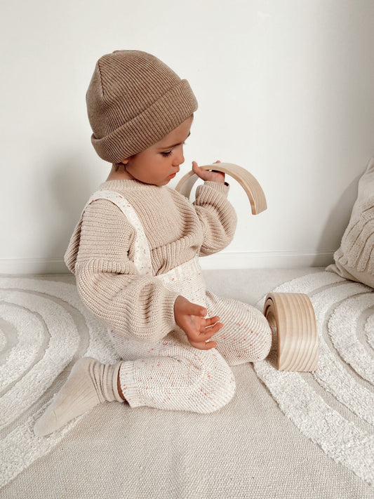 Knitted Overalls- Fleck