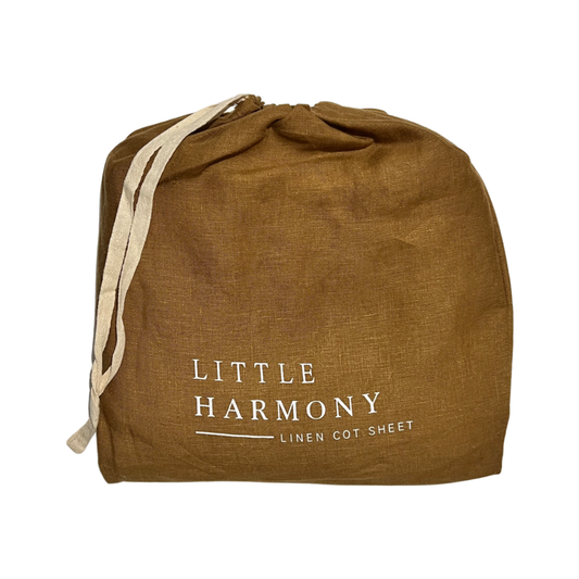 Linen Fitted Cot Sheet - Walnut