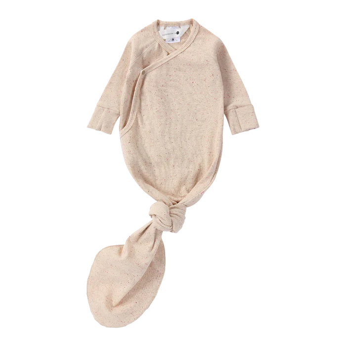 ORGANIC KIMONO GOWN. BEIGE SPECKLED