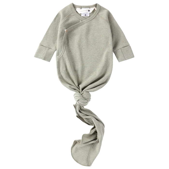 ORGANIC KIMONO GOWN. SAGE SPECKLED