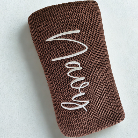Personalised Espresso Knitted Baby Blanket