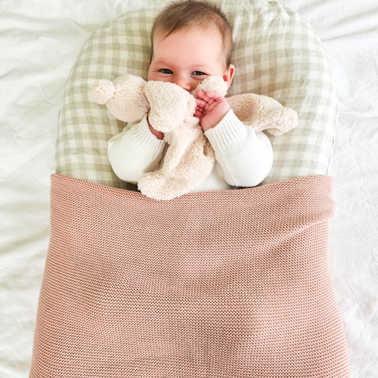 Personalised Dusty Pink Knitted Baby Blanket