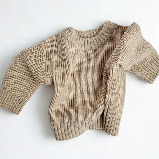 Classic Oversized Knit Sweater - Biscotti