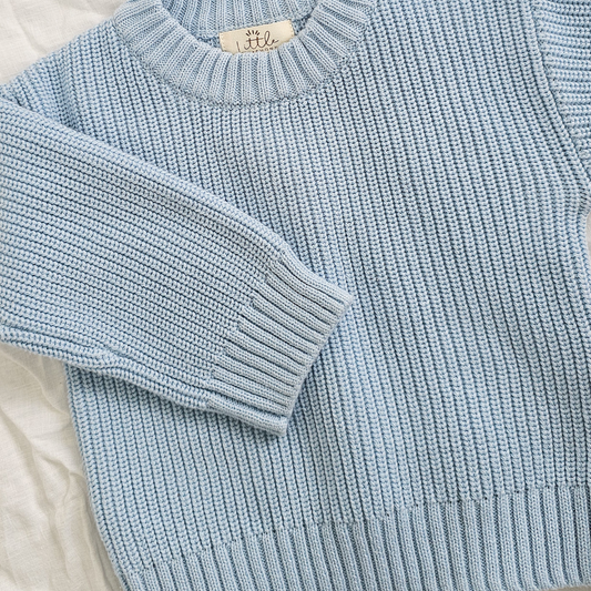 Classic Oversized Knit Sweater - Baby Blue