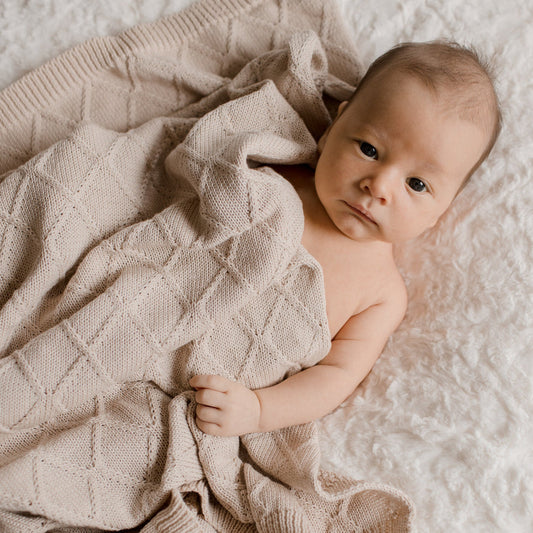 Diamond Knit Blanket - Sand