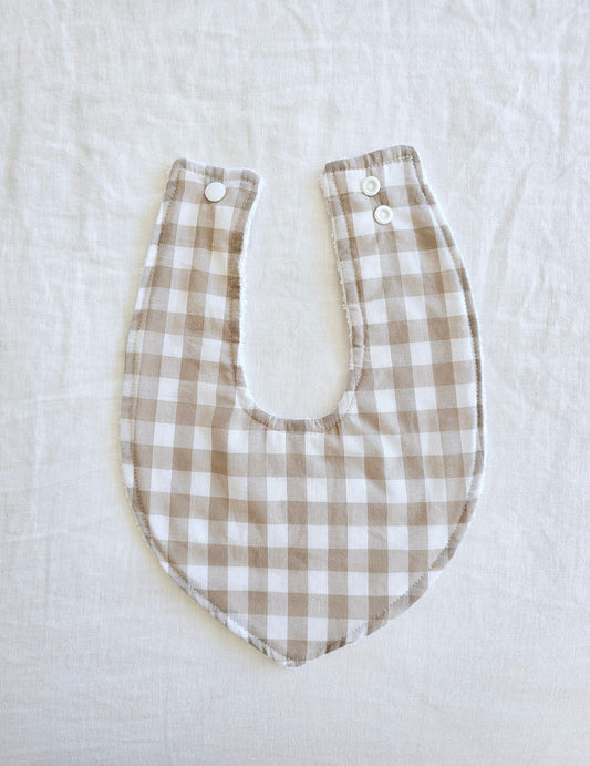 Beige Gingham Dribble Bib