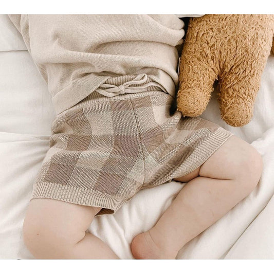 Knitted Gingham Shorts