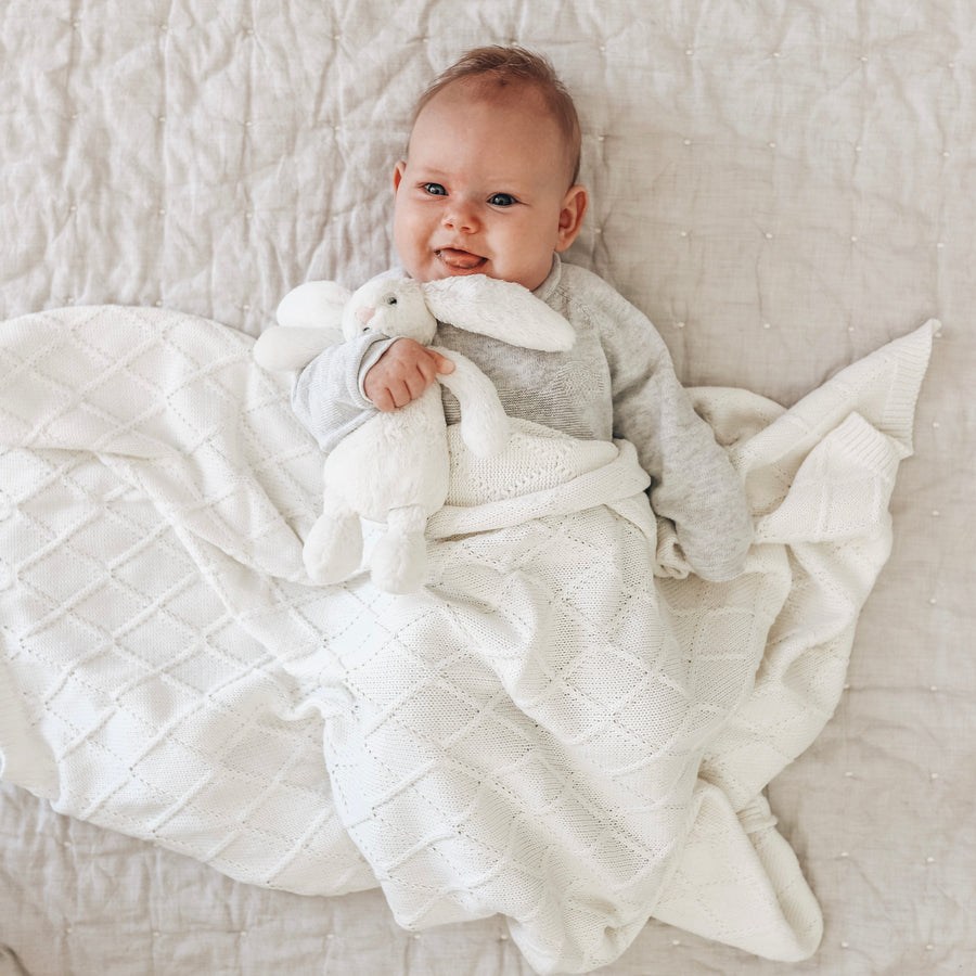 Diamond Knit Blanket - Milk