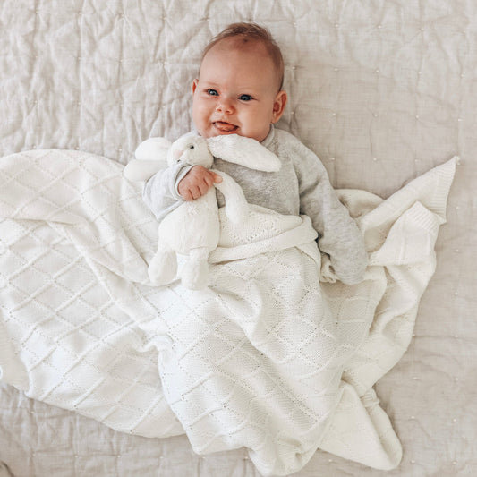 Diamond Knit Blanket - Milk