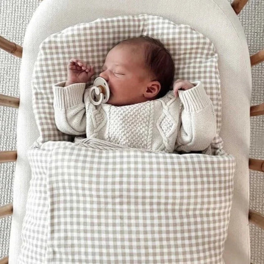 Bundl Wool Wrap - Beige Gingham