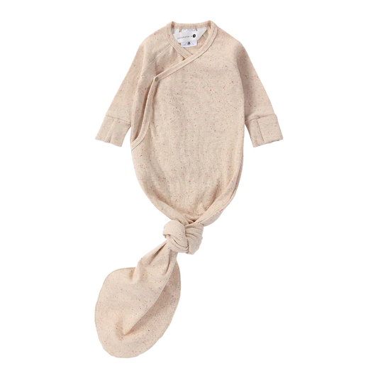 ORGANIC KIMONO GOWN. BEIGE SPECKLED