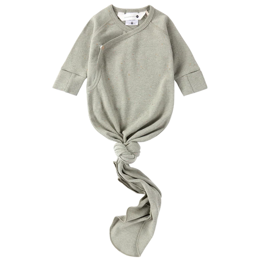 ORGANIC KIMONO GOWN. SAGE SPECKLED